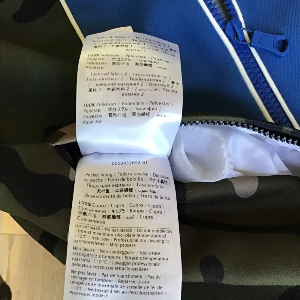 Valentino NWT Camo Jacket with Blue‎ Contrast Detailing Full Zip Army